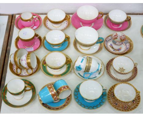 AN INTERESTING AND UNUSUAL STUDY COLLECTION OF BROWN-WESTHEAD, MOORE & CO BONE CHINA TEA AND COFFEE CUPS AND SAUCERS, INCLUDI