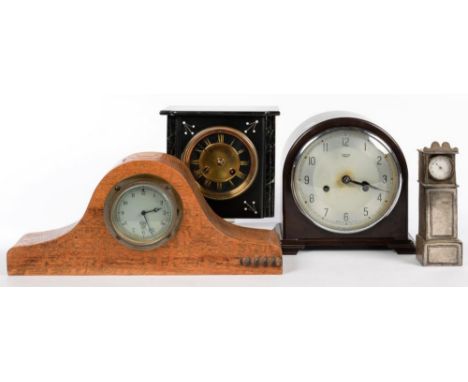 VINTAGE MOTORING. A SMITH'S NICKEL PLATED BRASS DASHBOARD TIMEPIECE OF HINGED DESIGN WITH BLACK PAINTED BRASS HOUSING, C1930-