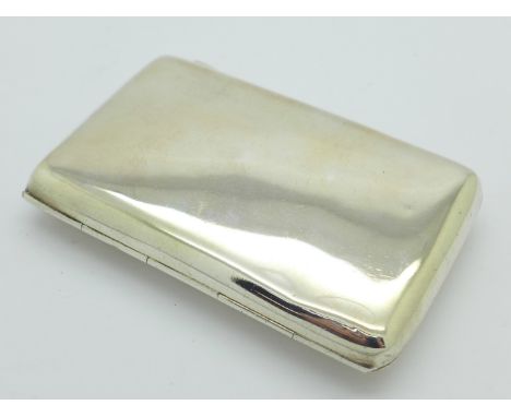 A silver cigarette case, Birmingham 1918, 65g