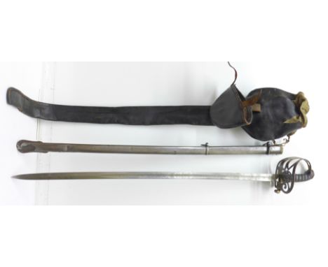 A Victorian officer's sword, the blade marked Henry Wilkinson, Pall Mall, London, with leather scabbard, the blade numbered 1