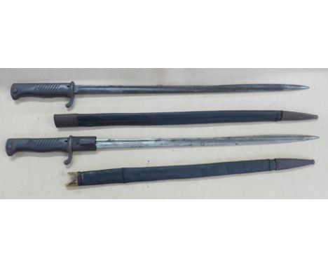 Two German bayonets and scabbards, Solingen and Schilling, one scabbard a/f