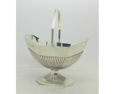 A silver swing handled sugar basin, London 1887, 231g