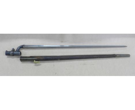 A Japanese bayonet and scabbard with cancelled marks