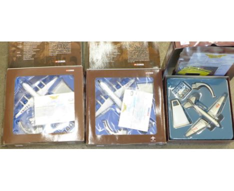 Three Corgi Aviation Archive model aircraft, Douglas DC3, Vickers Viscount 836 and 700