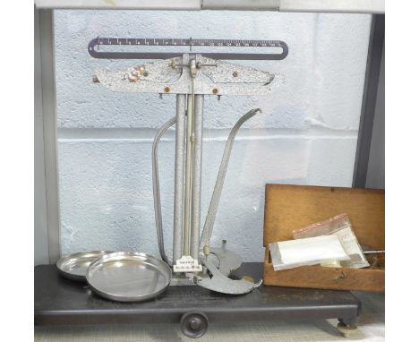 A cased set of Griffin &amp; George Ltd. scales and a set of pharmacist's scales