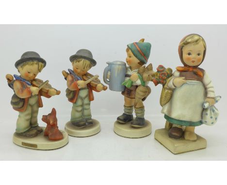 Four large Goebel and Hummel figures including Puppy Love