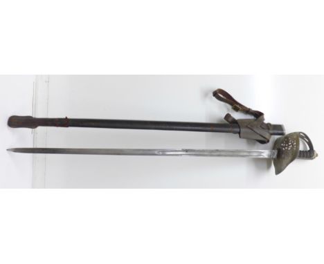A King George V officer's sword and leather scabbard