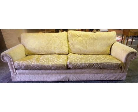 A Large Modern Two Seater Sofa, Upholstered in floral fabric,  76cm high, 272cm wide