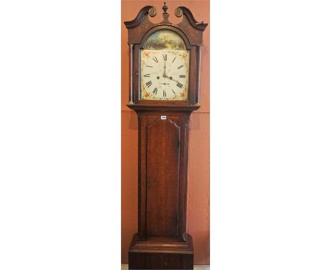 A Georgian Oak Cased Eight Day Longcase Clock By George Bell Jedburgh, the painted 11 inch dial with two subsidiary dials, wi