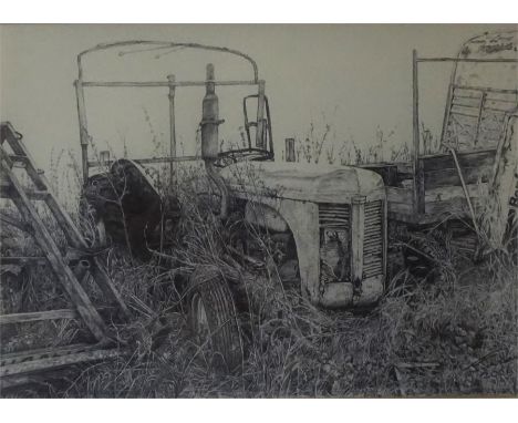Jane Jordan "Tractor Subject" Limited Edition Print, signed and dated 2006 to lower right, 18.5 x 26.5cm, framed 