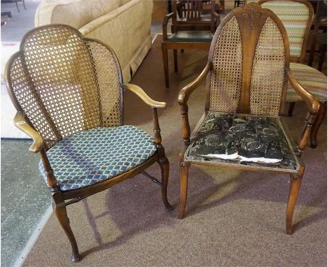 Two Vintage Ladies Walnut Bergere Armchairs, 90, 97cm high, (2)