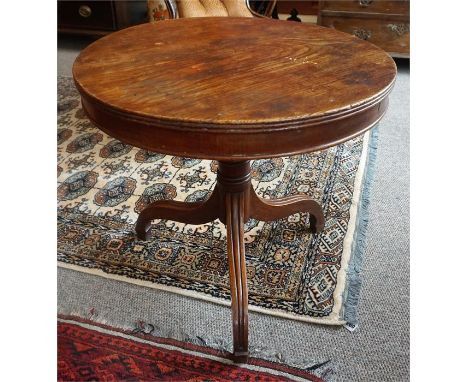 A Georgian Ash Tripod Table, the circular top raised on a ring turned column support and tripod legs, 59cm high, 63cm wide