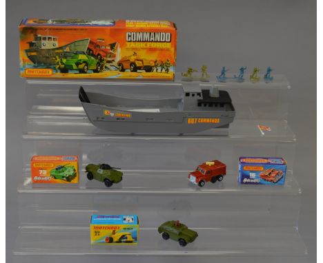 Lesney Matchbox G-9 Commando Task Force gift set, contains: Landing Craft; Flag; six Infantry Figures; #16 Badger, boxed; #73