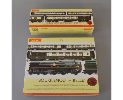 OO Gauge. Hornby. R.2300 "Bournemouth Belle" train pack. BR Merchant Navy "New Zealand Line" & 3 Pulman coaches, together wit