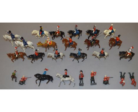 Quantity of assorted toy soldiers, most mounted, by Britains, Johillco and similar. Conditions vary. (25)