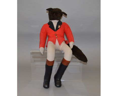 Pyjama case in the form of a fox wearing fox hunting clothing, height when sitting 76 cm.