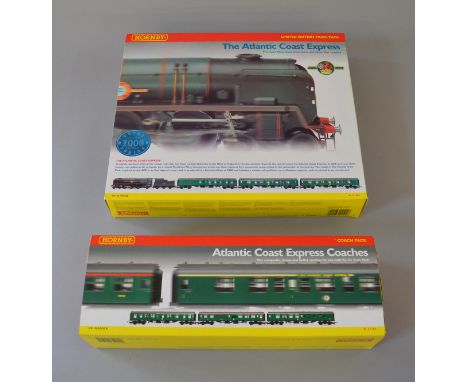 OO Gauge. Hornby. R.2194 "Atlantic Coast Express" train pack. BR Merchant Navy "Holland Ameria Line" & 3 coaches, together wi