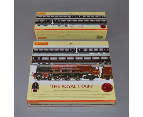 OO Gauge. Hornby. R.2370 "The Royal Train" train pack, Coronation class "Duchess of Sutherland" with 3 coaches, together with