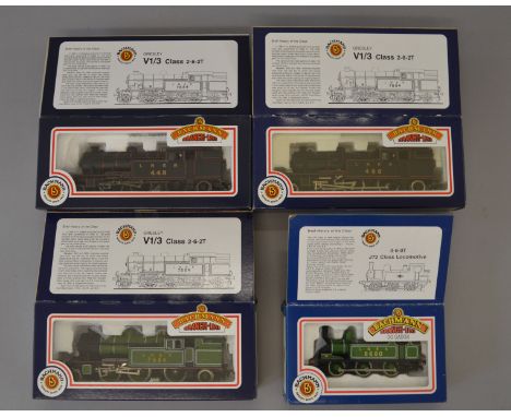 OO Gauge. Bachmann. 4 x tank locomotives. LNER J72 No.8680, LNER V1 No.448, LNER V1 No.466 & LNER V1 No.7864. All VG/E boxed.