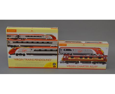 OO Gauge. 2 x DCC ready train packs. R.2955 Virgin Charter Relief, class 90 "The Institute of  Civil Engineers" with MK3 DVT 