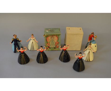 Wells/Brimtoy dancing figures: Fairy Queen in illustrated box with key; Fairy Queen in plain box with key; two unboxed Fairy 