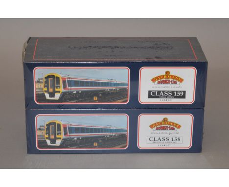 OO Gauge Bachmann. 2 X sealed 3 car DMU sets. Class 158 Regional Railways Express & Class 159 Stage Coach. E boxed/sealed