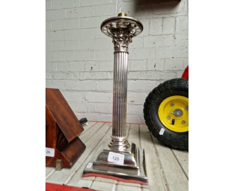 A silver plated column table lamp (no shade) 