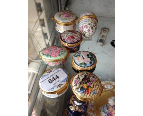 Seven modern enamel boxes 