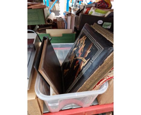 A box of ephemera including postcards, photographs, First day Covers, WWII magazines, painted oriental style photographic /po