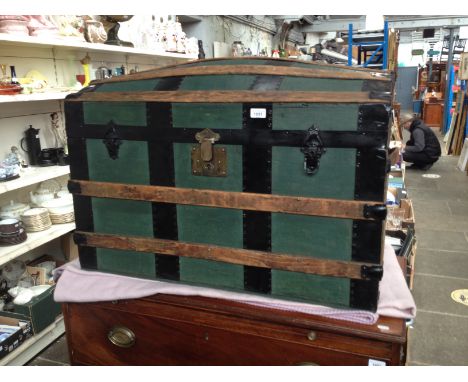 A vintage dome top travel trunk, length 108cm. 