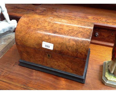 A 19th century dome top burr walnut tea caddy, the interior compartments each having burr walnut domed lids, width 27.5cm Con