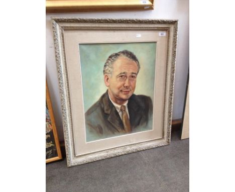 20th century school, oil on canvas, portrait of a man, 38.5cm x 48.5cm, indistinctly signed to lower left, framed 59cm x 59cm