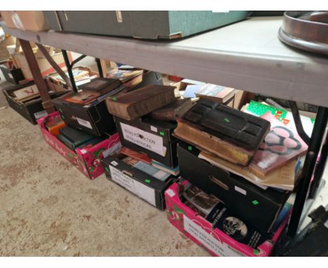 9 boxes of books and a vintage Imperial typewriter