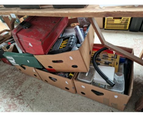 Seven boxes of tools and two tool boxes and contents. 