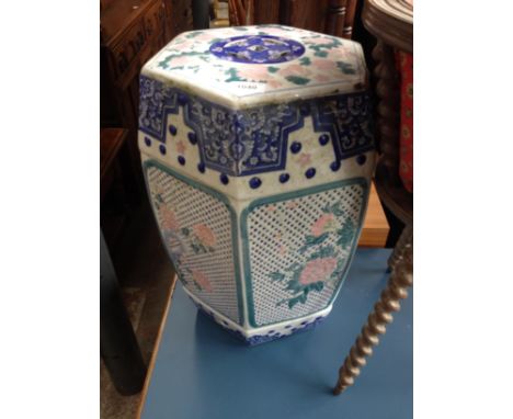 A Chinese ceramic garden stool. Condition- good, no sign of any damage, some general wear, needs a clean.