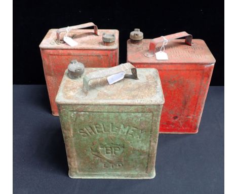MOTORING; THREE VINTAGE PETROL CANS 