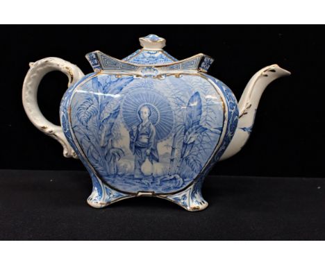 A VICTORIAN BURLEIGH WARE CHINOISERIE TEA POT 'Rd. shape 223699, Rd. No. 225655'