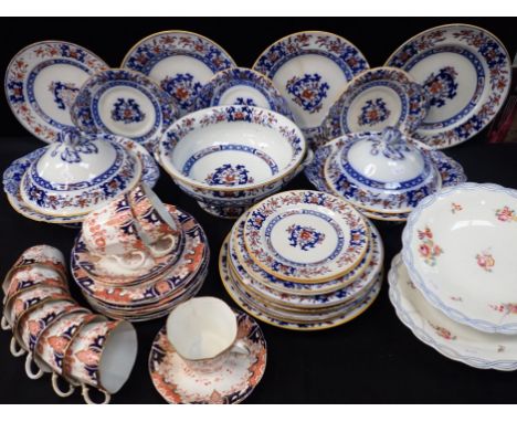 A VICTORIAN MINTON'S PART DINNER SERVICE (wear and damage), a quantity of Royal Crown Derby tea ware (a/f), and two Victorian