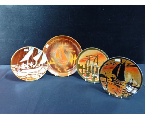 FOUR POOLE POTTERY AEGEAN PLATES 3 x 20cm , 1 x 25cm