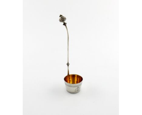 A 19th century American silver cream ladle, by William Wilson McGrew, Cincinnati, circa 1870, tapering tub shaped bowl, the h