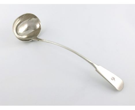 An early 19th century Scottish provincial silver Fiddle pattern soup ladle, by George Booth, Aberdeen circa 1820, the termina