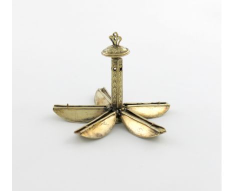 A continental silver-gilt pomander, unmarked, probably first half of the 17th century, with a foliate engraved pierced termin