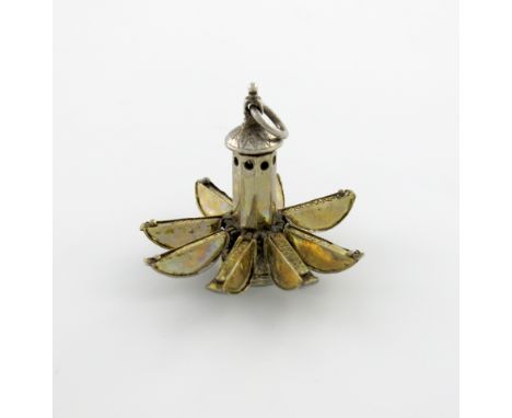 A 17th century continental parcel-gilt silver pomander, circa 1640, with a foliate engraved finial and ring terminal, with a 