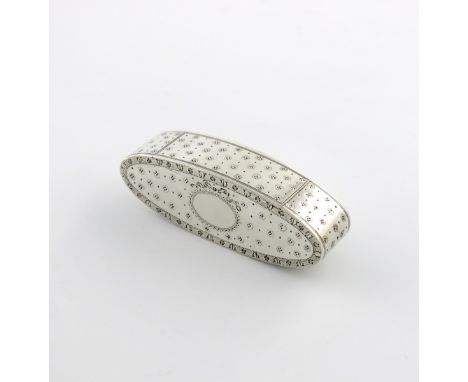 A George III silver side-opening snuff box, by Phipps and Robinson, London 1792, oval form, flush-hinged cover, with foliate 