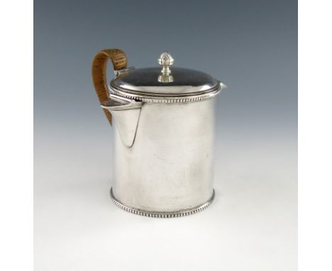 A George III silver Argyle, by Andrew Fogelberg, marks worn, London circa 1775, cylindrical form, beaded borders, domed hinge