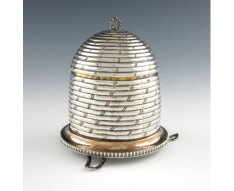 A rare old Sheffield plated honey skep, unmarked, possibly by Morton or Watson and Co, circa 1790, beehive form, the pull-off