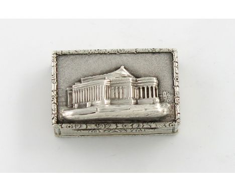 A Victorian silver 'castle-top' vinaigrette, St. George's Hall, Liverpool, by Edward Smith, Birmingham 1854, rectangular form