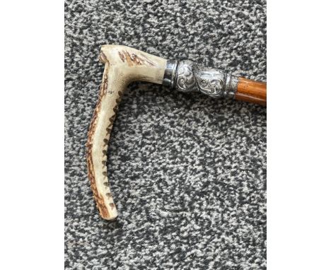 HM Silver Hallmarked and Antler Handle Riding Crops. 