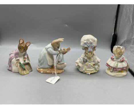 John Beswick - Beatrix Potter - Hunca Munca Sweeping, Royal Albert - Beatrix Potter - Mrs Rabbit and Peter, Beswick England -
