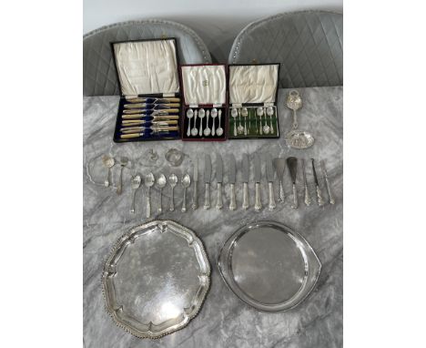Assortment of Items to include Silver handled knives and EPNS. 